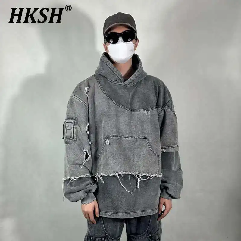 HKSH Весенняя мужская толстовка с капюшоном в стиле панк для отходов в стиле łączona, деконструкция повреждений, модная контрастная толстовка HK1631
HKSH Весенняя мужская толстовка с капюшоном в стиле панк для отходов в стиле łączona, деконструкция повреждений, модная контрастная толстовка HK1631