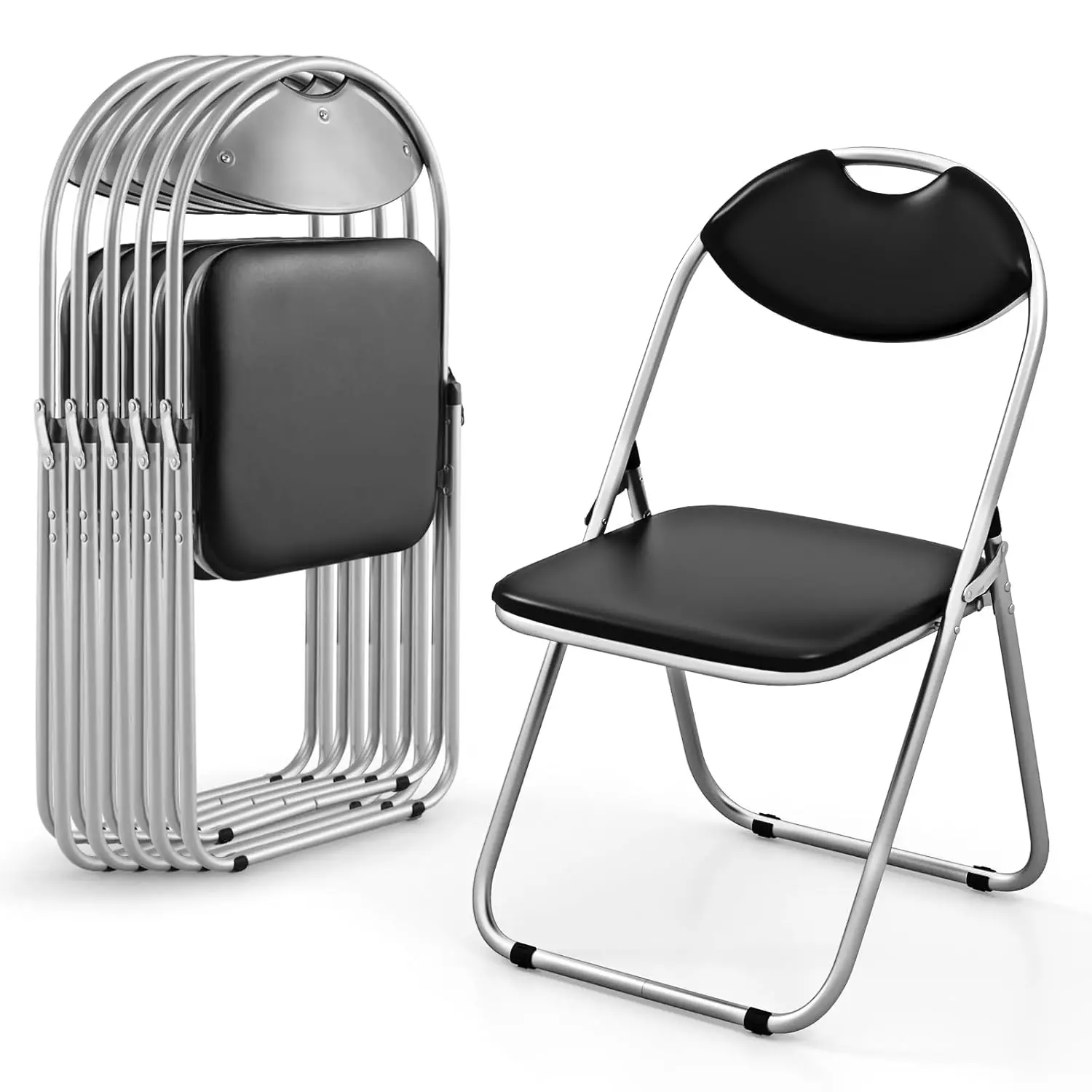 6-Pack Folding Chairs, Portable Card Chairs with Back & Padded Seat, Metal Waiting Room Chair Set for Events Office, Custom
6-Pack Folding Chairs, Portable Card Chairs with Back & Padded Seat, Metal Waiting Room Chair Set for Events Office, Custom
