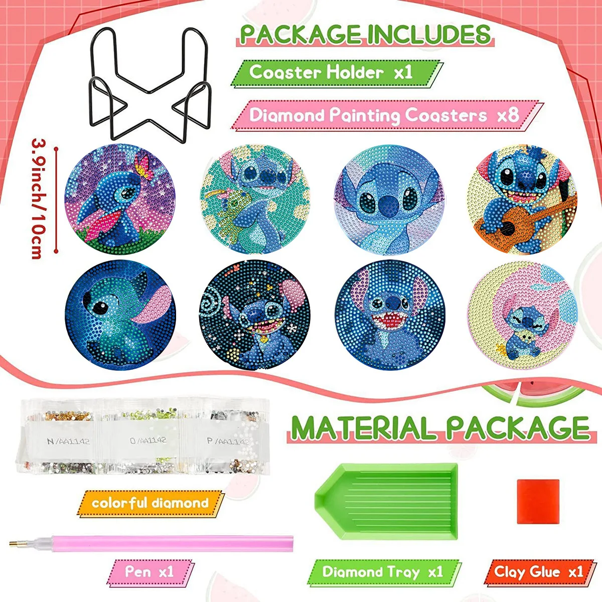 Hot Selling 8Pcs Stitch Diamond Painting Coasters Kit, 5D DIY Lilo & Stitch Diamond Art Coasters with Holder, Cute Cartoon Cup M
Hot Selling 8Pcs Stitch Diamond Painting Coasters Kit, 5D DIY Lilo & Stitch Diamond Art Coasters with Holder, Cute Cartoon Cup M