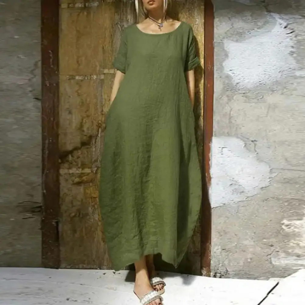 Women Dress Cotton Linen Dress Oversized A-line Maxi Dress with Pockets for Women Solid Color Short Sleeves Soft Plus Size
Women Dress Cotton Linen Dress Oversized A-line Maxi Dress with Pockets for Women Solid Color Short Sleeves Soft Plus Size