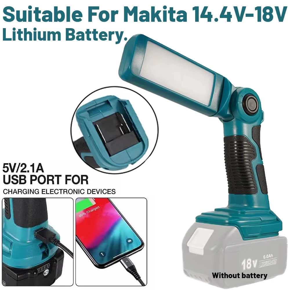 Cordless LED Spotlight Flashlight Work Light Lamp Torch For Makita 18V Battery Li-ion Tools Accessorie with USB
Cordless LED Spotlight Flashlight Work Light Lamp Torch For Makita 18V Battery Li-ion Tools Accessorie with USB