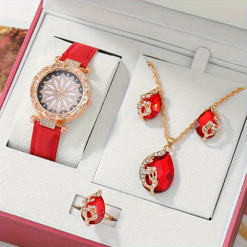 5Pcs/Set Watches Jewelry Set 1 Pcs Of Round Hand Quartz Watch And 4 Pcs Of Jewelry Fancy Women Watches Jewelry Sophisticated
5Pcs/Set Watches Jewelry Set 1 Pcs Of Round Hand Quartz Watch And 4 Pcs Of Jewelry Fancy Women Watches Jewelry Sophisticated