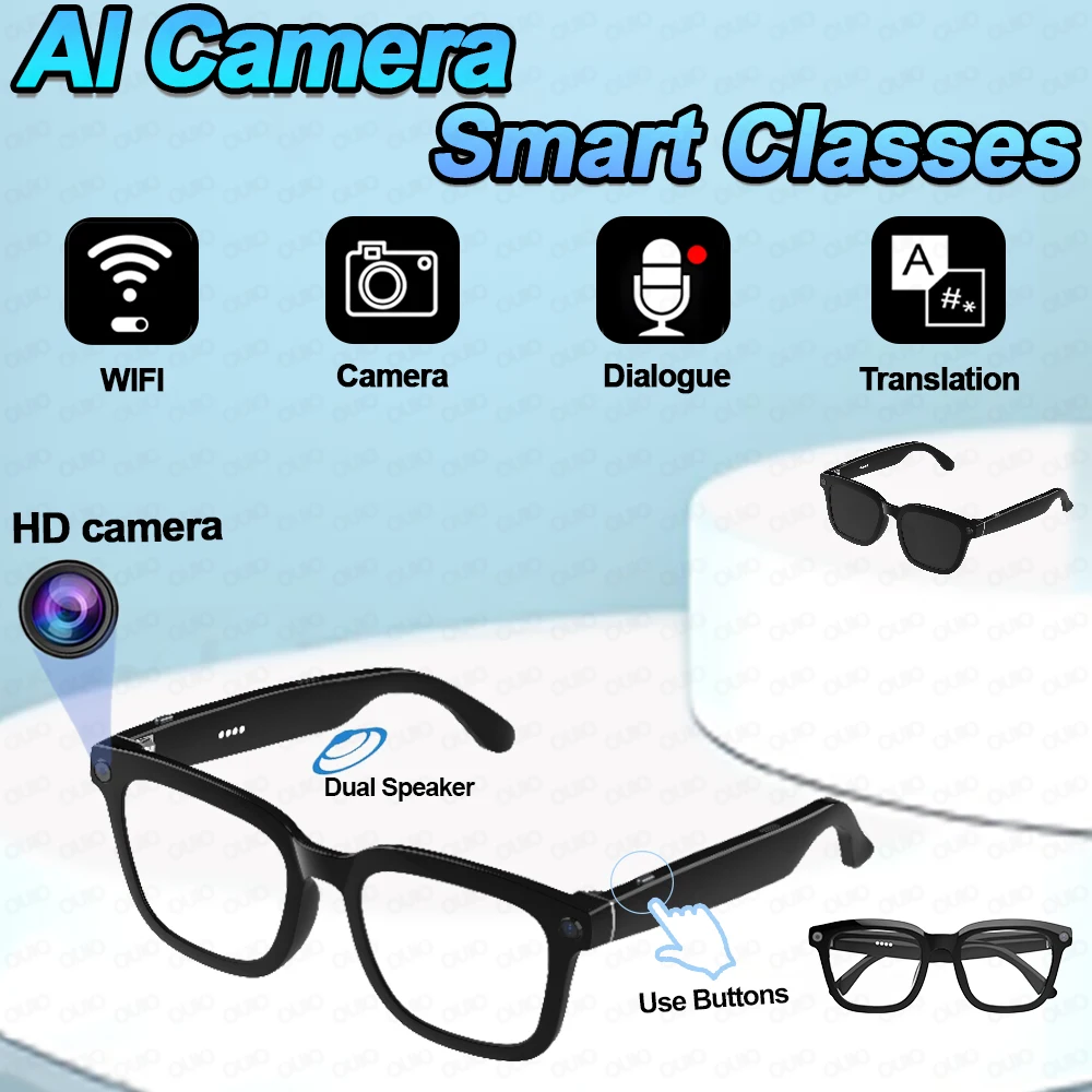 2025 New Smart Glasses HD 800W Camera Recorder Wifi Music Bluetooth Call Al Translation Fashion Blue Light Proof Smart Glasses
2025 New Smart Glasses HD 800W Camera Recorder Wifi Music Bluetooth Call Al Translation Fashion Blue Light Proof Smart Glasses