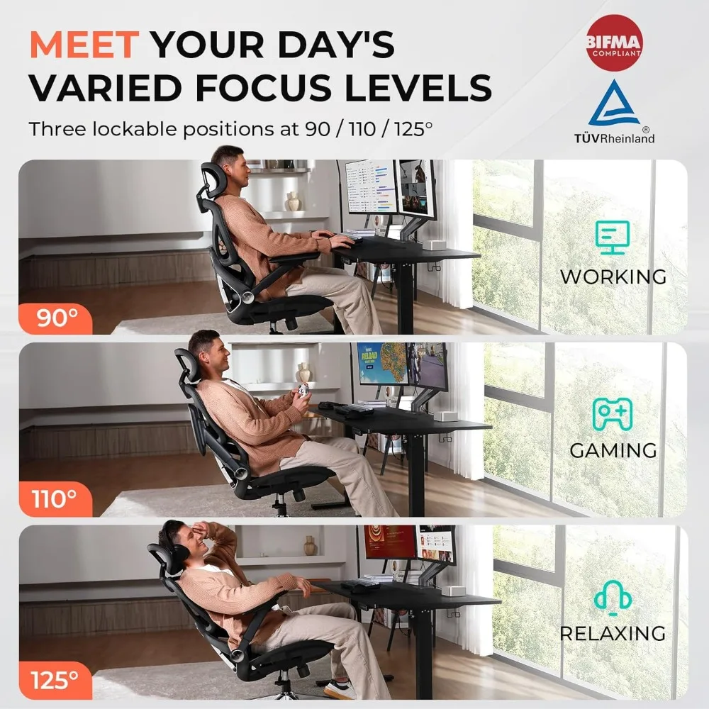 Ergonomic Mesh Office Chair, Adjustable Lumbar High Back Desk Chair 400lbs, 4D Flip-up Arms, 3-Level Tilt Backrest,
Ergonomic Mesh Office Chair, Adjustable Lumbar High Back Desk Chair 400lbs, 4D Flip-up Arms, 3-Level Tilt Backrest,