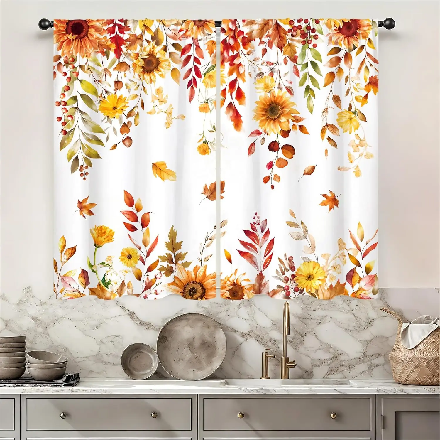 Fall Leaves Autumn Sunflower Kitchen Curtains 27.5W X 39L Inch 2 Panels Thanksgiving Yellow Floral Flower Leaf
Fall Leaves Autumn Sunflower Kitchen Curtains 27.5W X 39L Inch 2 Panels Thanksgiving Yellow Floral Flower Leaf