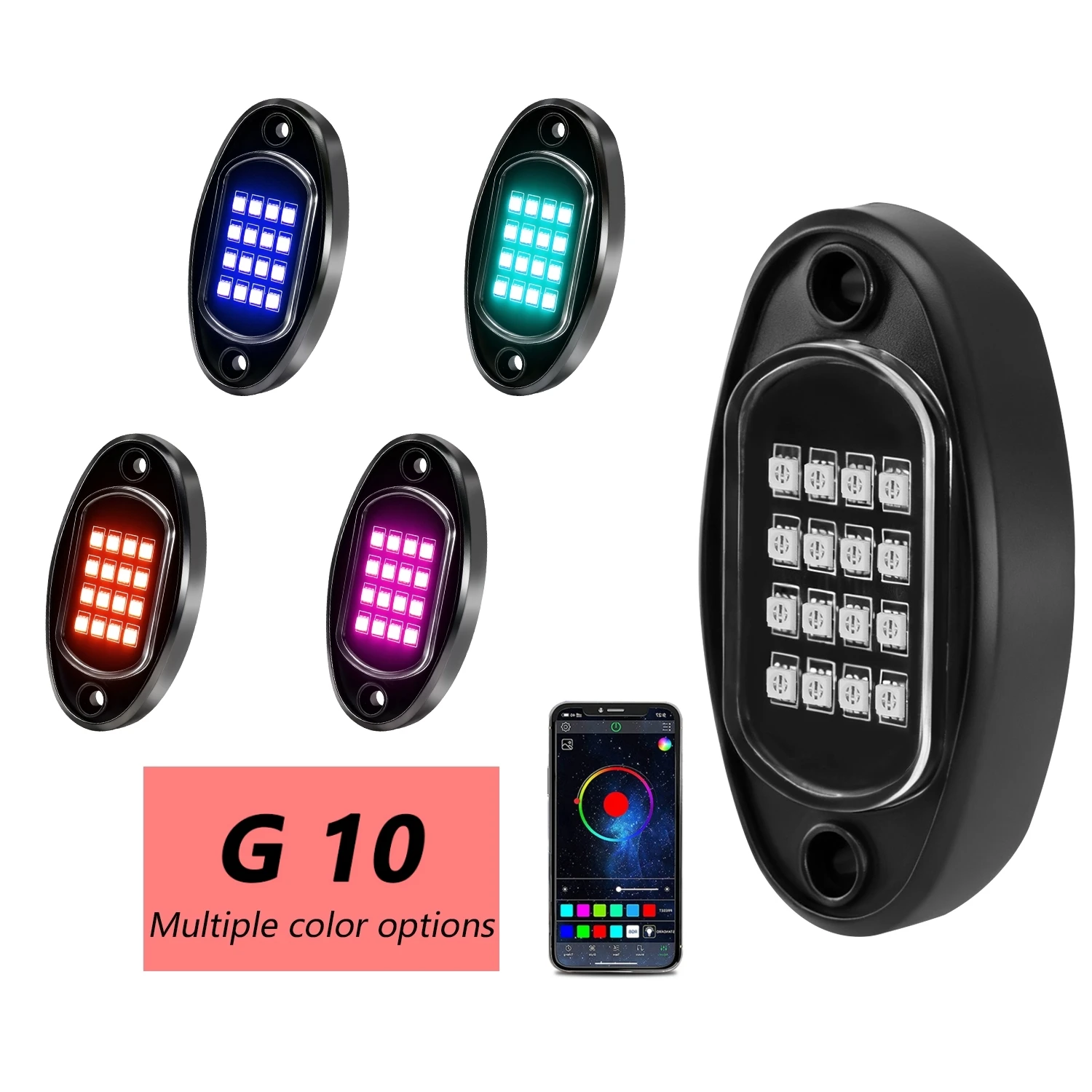 4 Pods RGB Rock Lights 16LED APP Control Waterproof Multicolor Car Underglow Lights For ATV UTV Truck SUV Offroad Neon Lamps
4 Pods RGB Rock Lights 16LED APP Control Waterproof Multicolor Car Underglow Lights For ATV UTV Truck SUV Offroad Neon Lamps