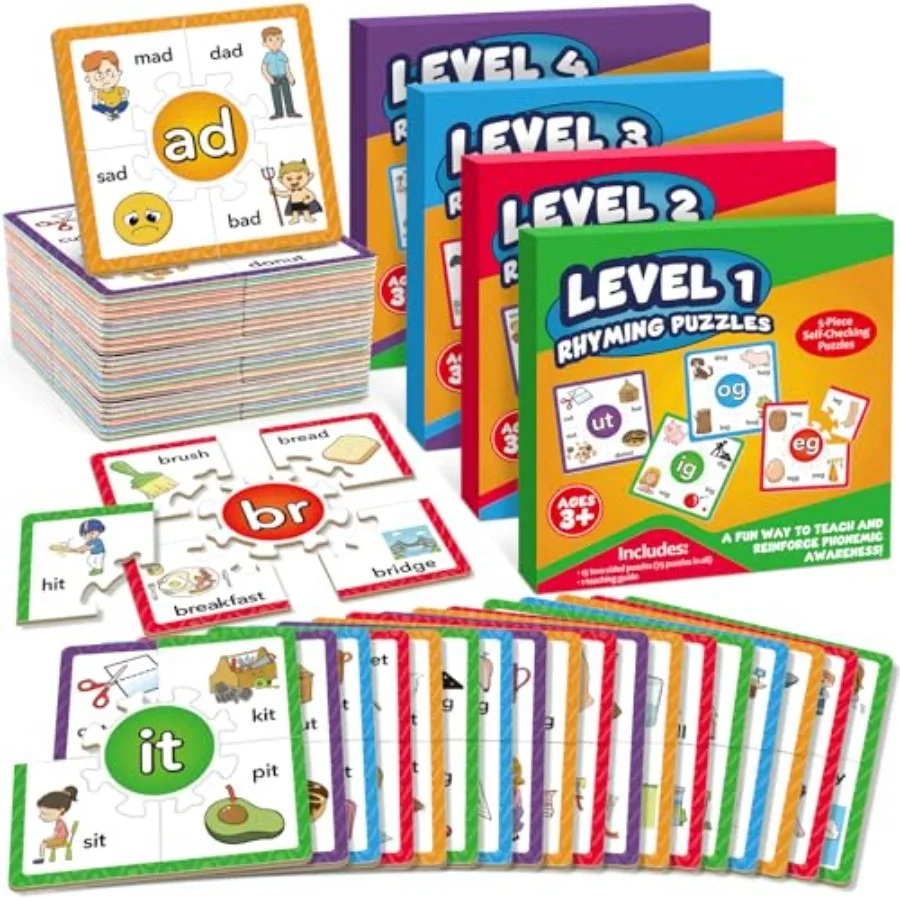 Phonics Puzzle Cards Level 1-4 Learn to Read Rhyming Games Phonics Flash Cards Spelling CVC Words Digraphs Blends Long Vowel Si
Phonics Puzzle Cards Level 1-4 Learn to Read Rhyming Games Phonics Flash Cards Spelling CVC Words Digraphs Blends Long Vowel Si