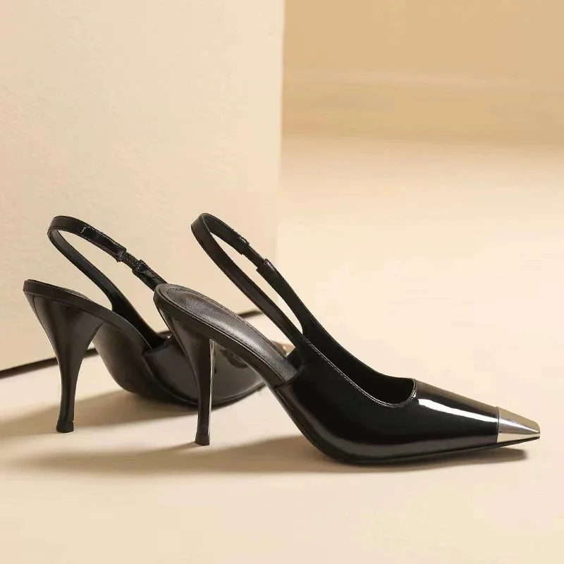 Spring Autumn 2025 New High Heel Skinny Metal Square Head Patent Leather Toe Sandals Sexy Fashion Business Ladies Shoes
Spring Autumn 2025 New High Heel Skinny Metal Square Head Patent Leather Toe Sandals Sexy Fashion Business Ladies Shoes