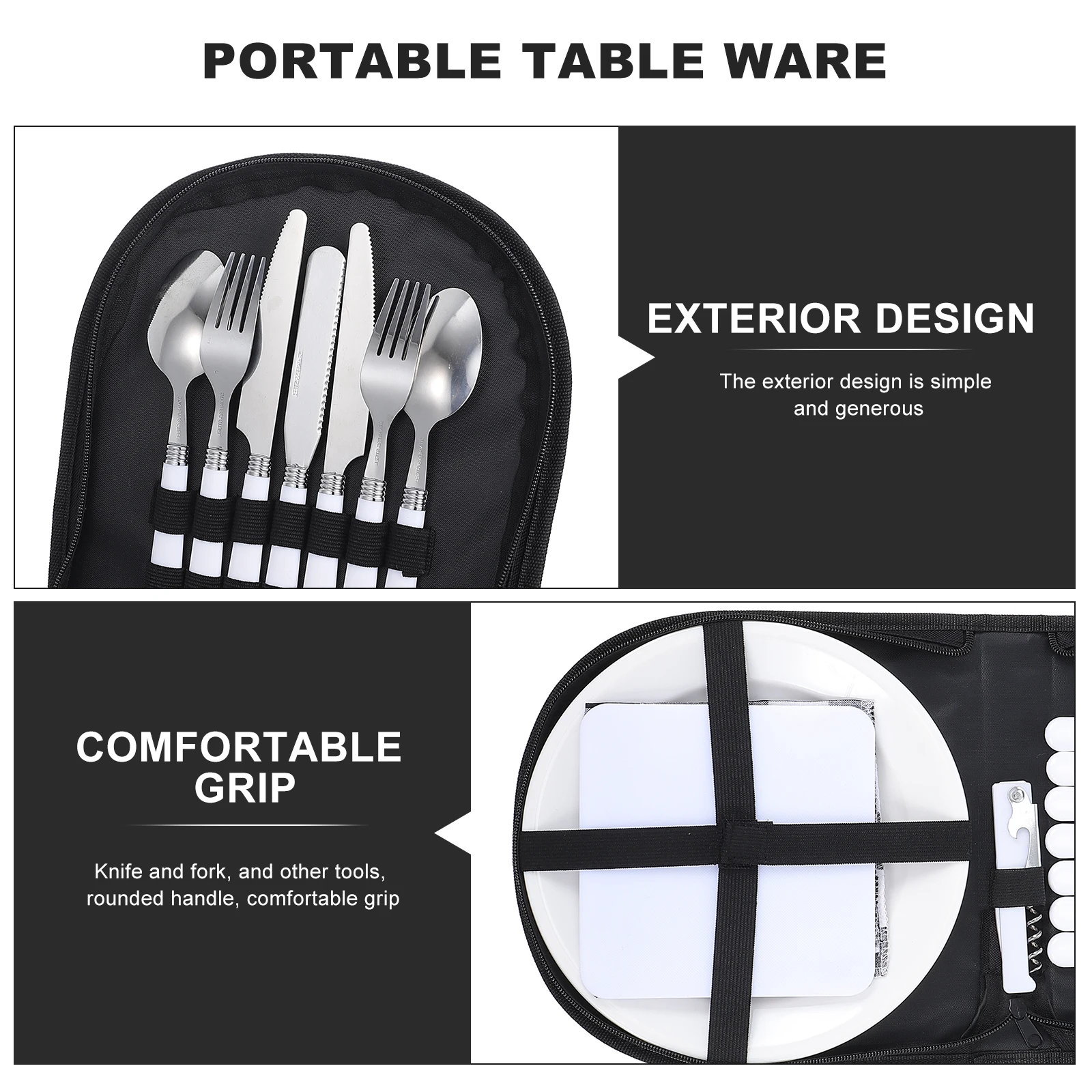 Travel Tableware Set Serving Utensils Outdoor Picnic Cutlery Black Stainless Steel Camping Supplies 
Travel Tableware Set Serving Utensils Outdoor Picnic Cutlery Black Stainless Steel Camping Supplies