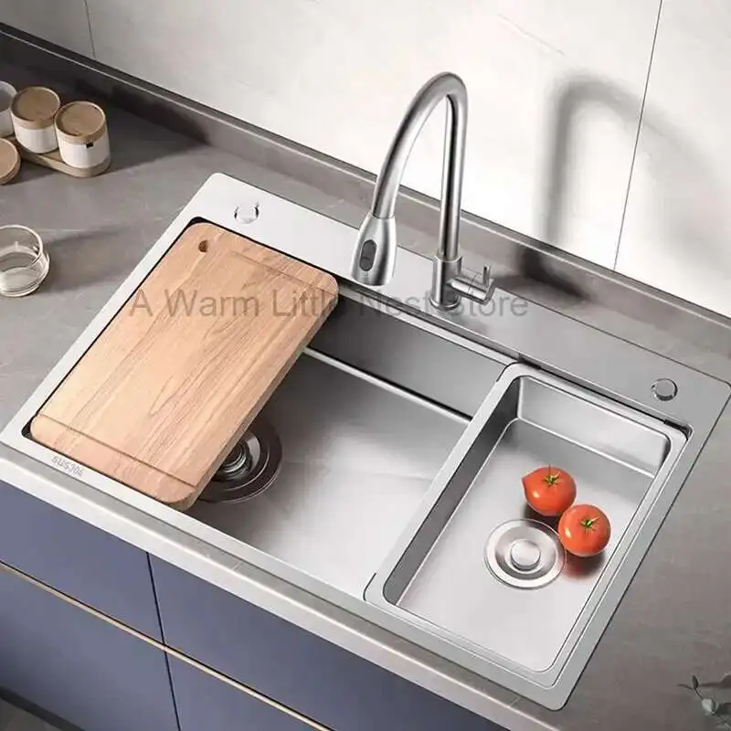 Silver Kitchen Accessories Modern Stainless Steel Kitchen Sinks Dish Drainer Large Single-slot Thickened Side Drain Washbasin L
Silver Kitchen Accessories Modern Stainless Steel Kitchen Sinks Dish Drainer Large Single-slot Thickened Side Drain Washbasin L