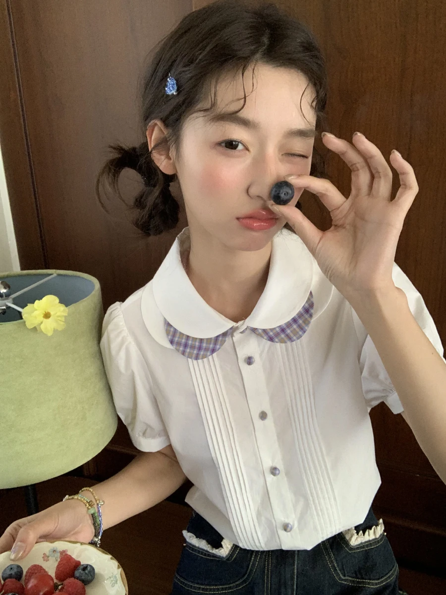 White ort Sve irt Jiang Jam Floral Print Loose Fit Pure Cotton Bubble Sve Versatile Sle Summer New Arrival
White ort Sve irt Jiang Jam Floral Print Loose Fit Pure Cotton Bubble Sve Versatile Sle Summer New Arrival