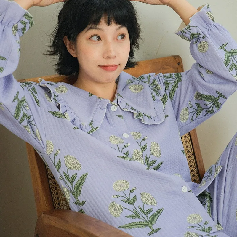 Утолщенные женские осенние и зимние пижамы из чистого хлопка в стиле ретро, хлопковые пижамы сэндвич, теплый комплект домашнего костюма с длинными рукавами
Утолщенные женские осенние и зимние пижамы из чистого хлопка в стиле ретро, хлопковые пижамы сэндвич, теплый комплект домашнего костюма с длинными рукавами