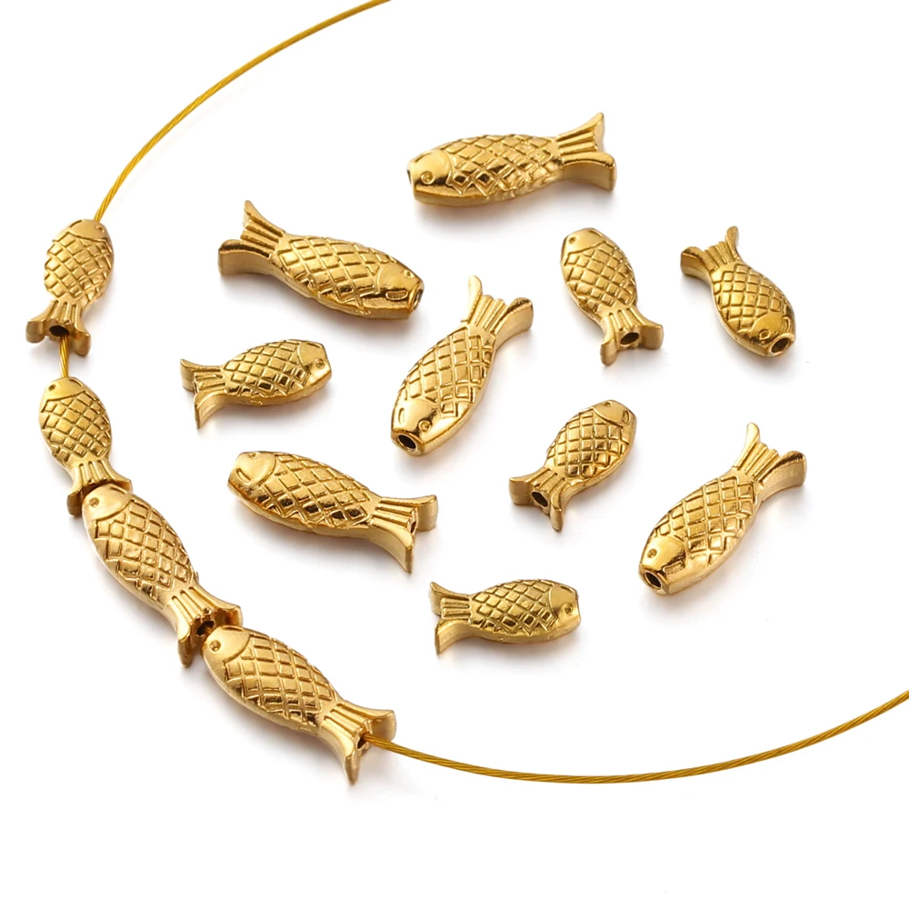 10pcs Stainless Steel Fish Spacer Beads PVD Gold Plated Bead Charms for Bracelet Necklace Earrings Diy Jewelry Making Supplies
10pcs Stainless Steel Fish Spacer Beads PVD Gold Plated Bead Charms for Bracelet Necklace Earrings Diy Jewelry Making Supplies