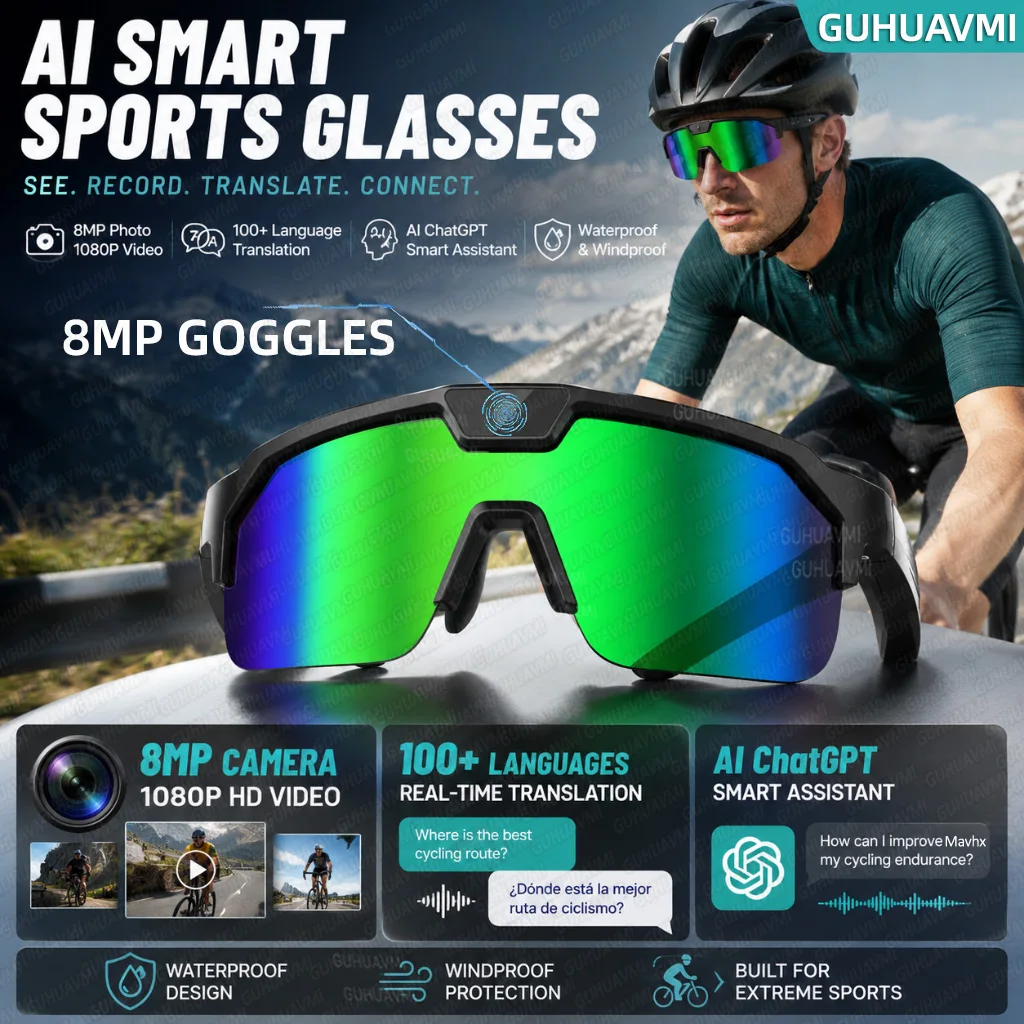 2026 New Sport POV Smart Glasses With 800W Pixel HD Anti-shake Camera 4GB Large Memory AI Assistant Translation Cycling Goggles
2026 New Sport POV Smart Glasses With 800W Pixel HD Anti-shake Camera 4GB Large Memory AI Assistant Translation Cycling Goggles