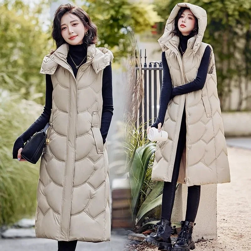 Women's Long Coat Vest With Hood Autumn Winter Sleeveless Warm Cotton Down Coat Waistcoat Quilted Vest Down Jacket Outwear
Women's Long Coat Vest With Hood Autumn Winter Sleeveless Warm Cotton Down Coat Waistcoat Quilted Vest Down Jacket Outwear
