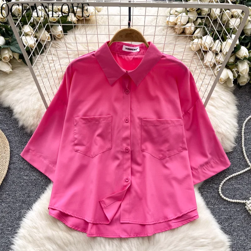 OCEANLOVE Women Shirts&blouses Spring Summer Short Sleeve Solid Blusas Mujer Vintage Korean Fashion Simple Camisas Tops
OCEANLOVE Women Shirts&blouses Spring Summer Short Sleeve Solid Blusas Mujer Vintage Korean Fashion Simple Camisas Tops