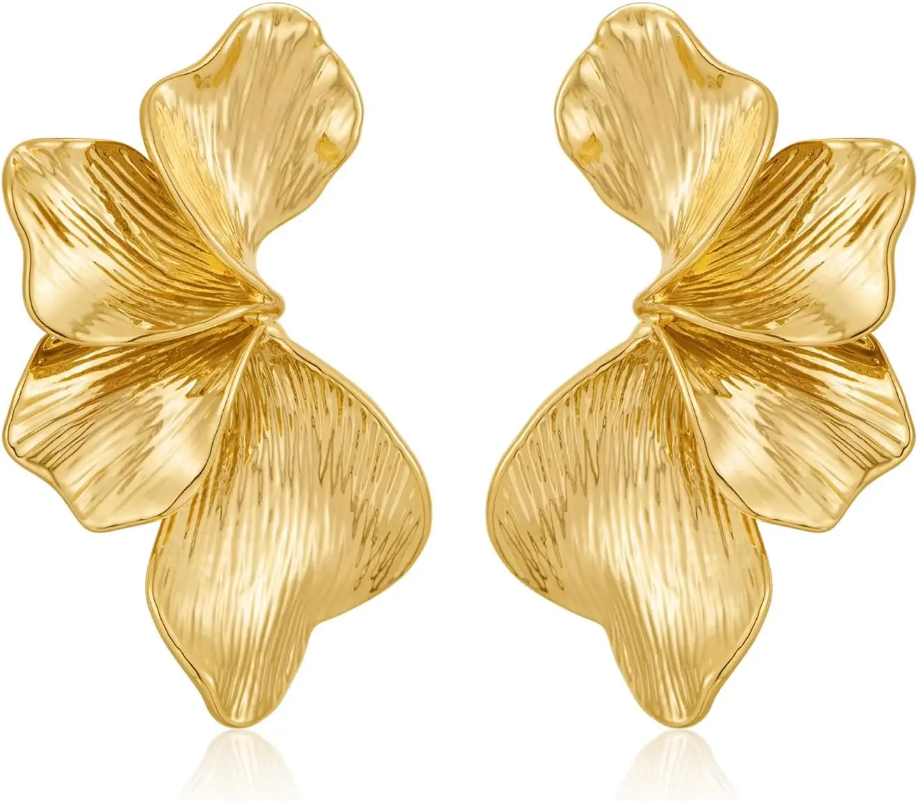 Gold Plated Flower Leaf Earrings for Women, Trendy Boho Statement Studs, Hypoallergenic Gift for Mother's Day
Gold Plated Flower Leaf Earrings for Women, Trendy Boho Statement Studs, Hypoallergenic Gift for Mother's Day