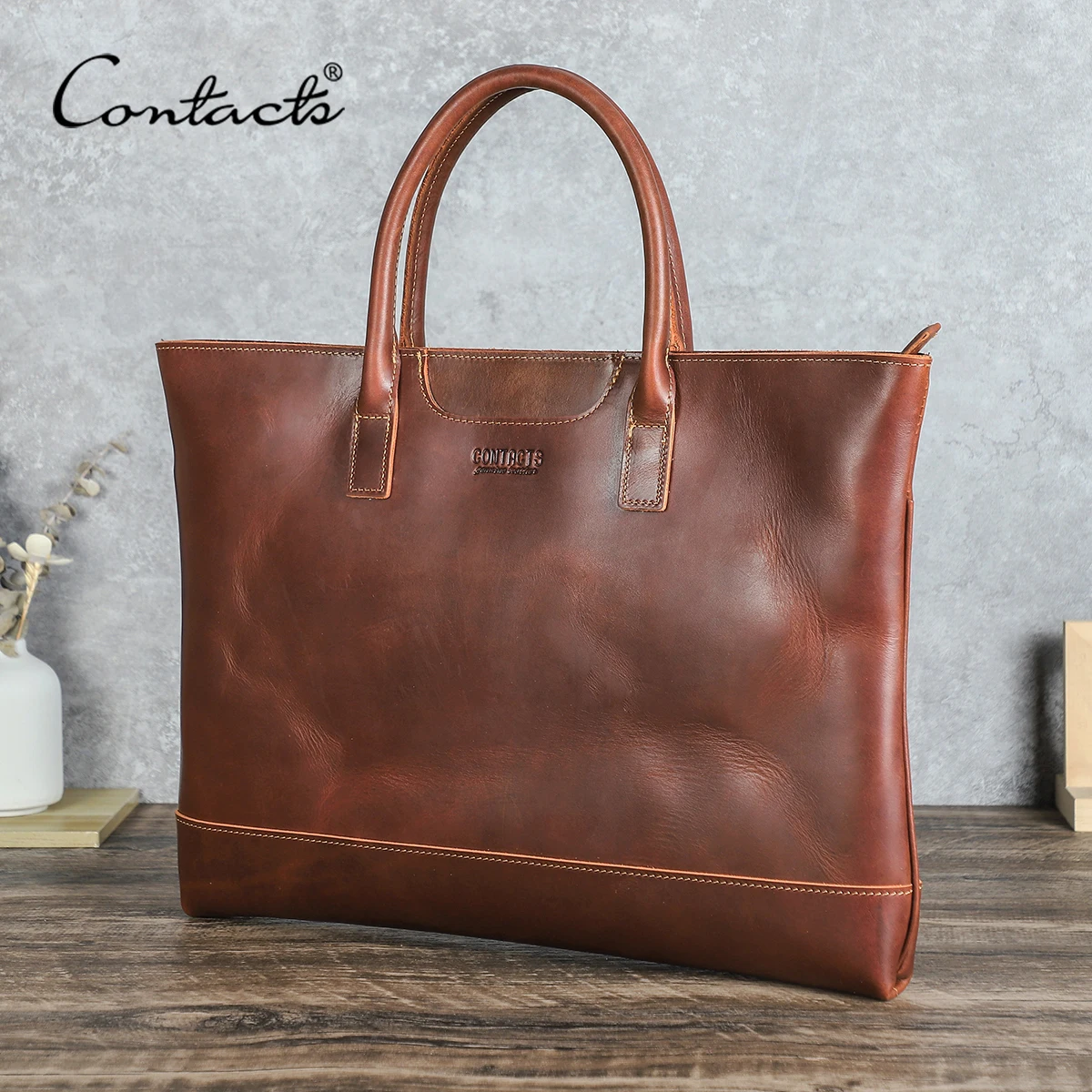 CONTACT'S Genuine Leather Tote Business Bag for Men Briefcase Portfolio Bag A4 Document Bag Tote Laptop Bags for 15" Macbook Air
CONTACT'S Genuine Leather Tote Business Bag for Men Briefcase Portfolio Bag A4 Document Bag Tote Laptop Bags for 15" Macbook Air
