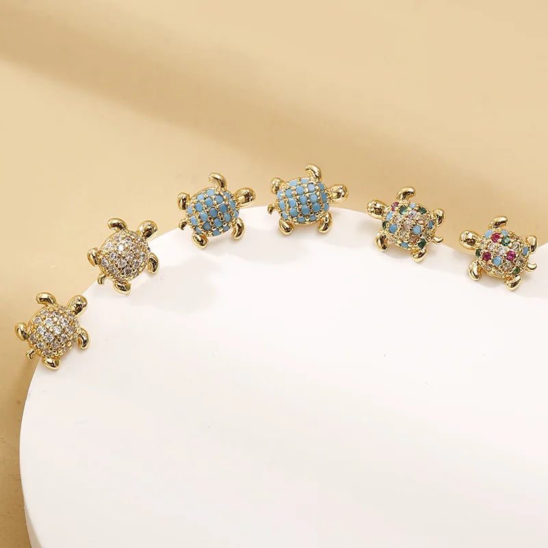 Vintage Gold and Silver Ocean Animal Engagement Jewelry, Cute Women's Small Sea Turtle Multicolor Zircon Earrings
Vintage Gold and Silver Ocean Animal Engagement Jewelry, Cute Women's Small Sea Turtle Multicolor Zircon Earrings