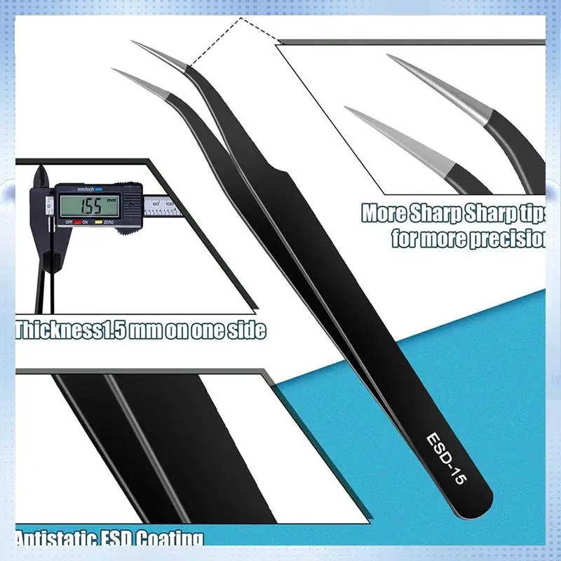 ABP-10Pcs Precision Tweezers Set, Upgraded Anti-Static Stainless Steel Tweezers For Craft, Electronics, Jewelry-Making
ABP-10Pcs Precision Tweezers Set, Upgraded Anti-Static Stainless Steel Tweezers For Craft, Electronics, Jewelry-Making