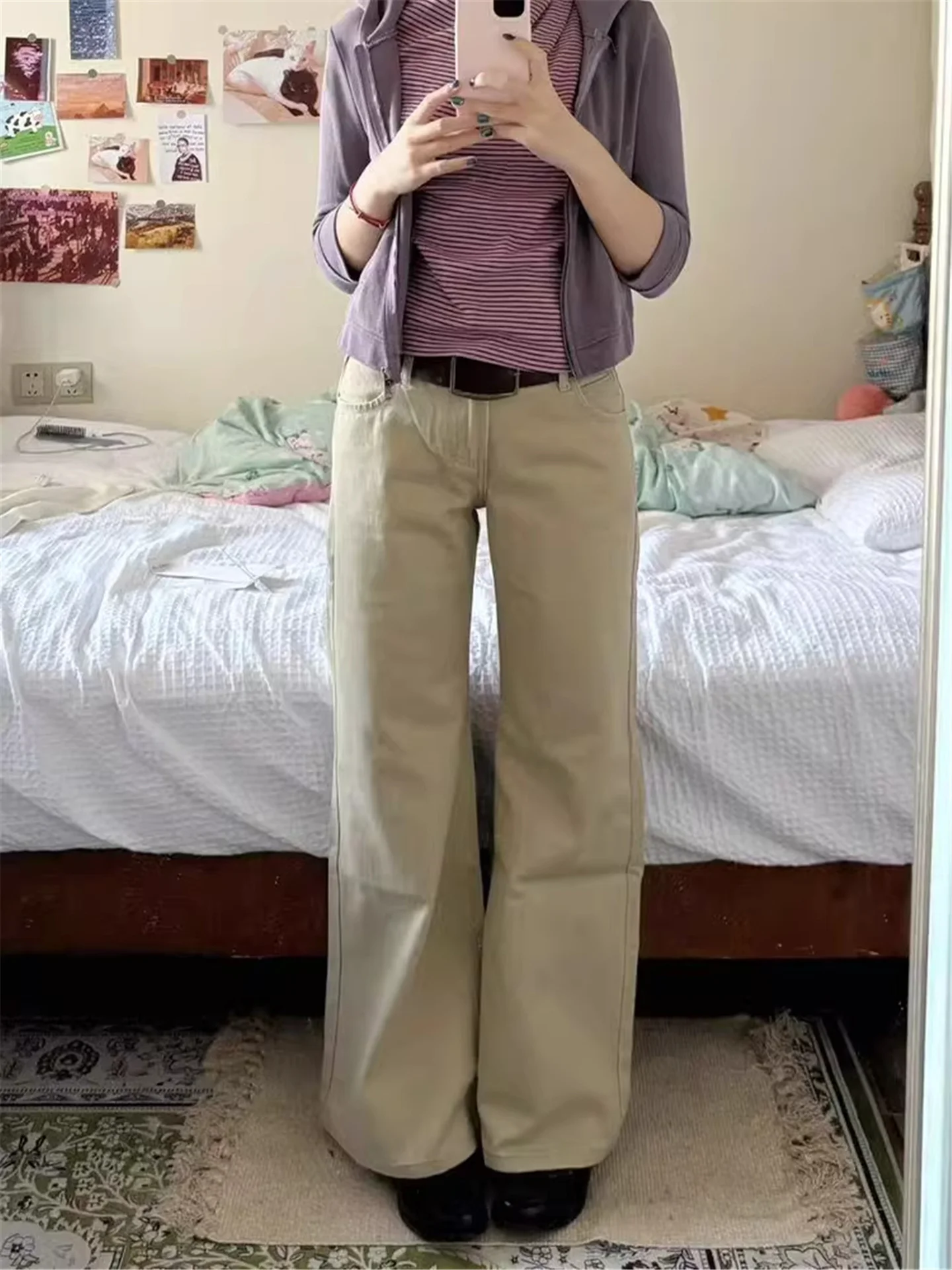 Extended Length Khaki Bell Bottom Jeans Women's Spring Autumn Slimming Low Waist Casual Cotton Denim Floor Length Pants
Extended Length Khaki Bell Bottom Jeans Women's Spring Autumn Slimming Low Waist Casual Cotton Denim Floor Length Pants