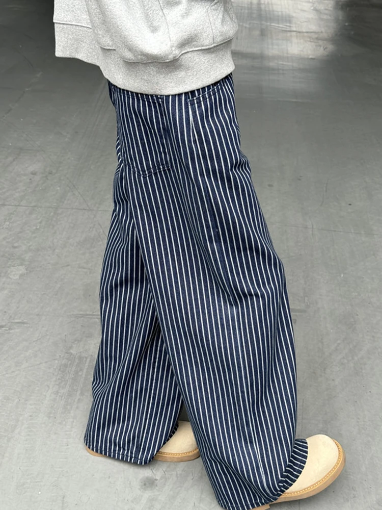 Vintage American Vibes Loose Wide Leg Casual Pants Blue And White Vertical Stripes Men's Unique Floor-length Trousers
Vintage American Vibes Loose Wide Leg Casual Pants Blue And White Vertical Stripes Men's Unique Floor-length Trousers