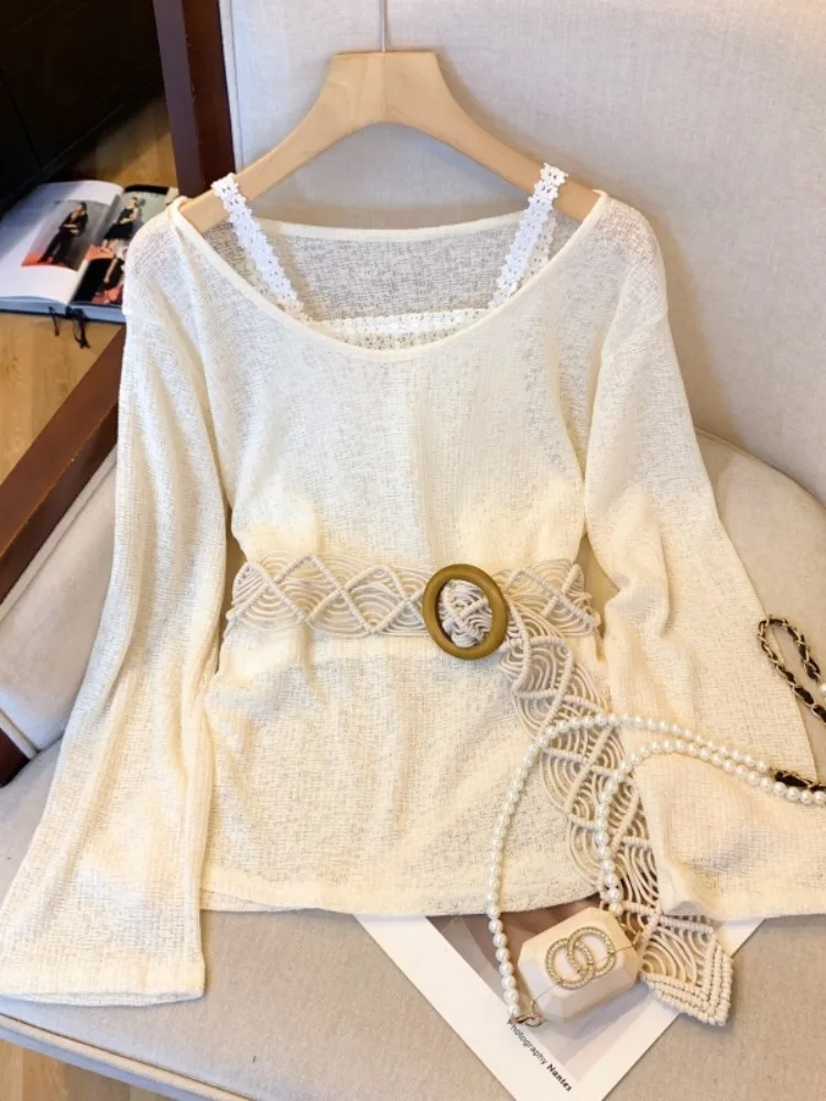 n Sle Women's Knitted Top Lace ter Ne Svel Slim Fit oulder Bared Long Sve T-irt Korean Faion
n Sle Women's Knitted Top Lace ter Ne Svel Slim Fit oulder Bared Long Sve T-irt Korean Faion