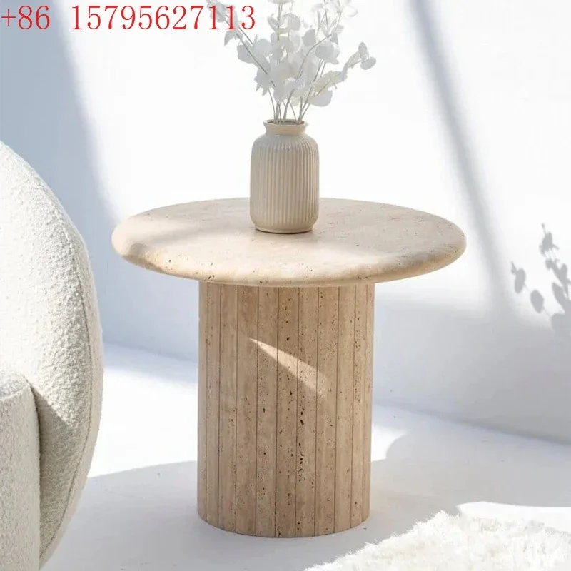Natural travertine edge few household small apartment living room sofa side table balcony small round table minimalist9344
Natural travertine edge few household small apartment living room sofa side table balcony small round table minimalist9344