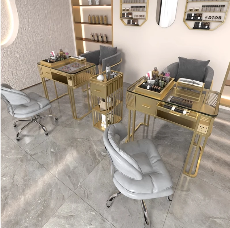 Modern 1 2 3 Seater Beauty Salon Manicure Table Set High End Golden Metal Salon Nail Table with Drawer
Modern 1 2 3 Seater Beauty Salon Manicure Table Set High End Golden Metal Salon Nail Table with Drawer