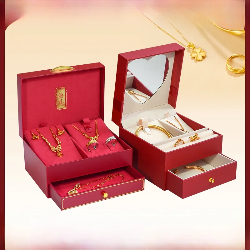 Engagement Gold Jewelry Storage Box Wedding Celebration Bracelet Necklace Jewelry Gift Box Hardware Three Gold Jewelry Case
Engagement Gold Jewelry Storage Box Wedding Celebration Bracelet Necklace Jewelry Gift Box Hardware Three Gold Jewelry Case