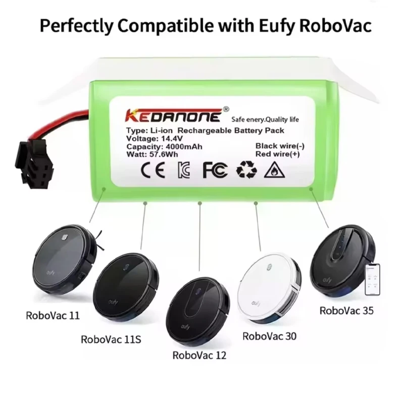 NEW 14.4V 3500mAh Li-ion Battery for Conga Excellence 950 990 1090 1790 1990 Deebot N79S N79 DN622 Eufy Robovac 11S 12 X500
NEW 14.4V 3500mAh Li-ion Battery for Conga Excellence 950 990 1090 1790 1990 Deebot N79S N79 DN622 Eufy Robovac 11S 12 X500