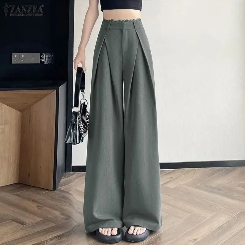 2026 ZANZEA Модные женские широкие брюки-палаццо с высокой талией, летние, свободные, плиссированные, элегантные, для офиса
2026 ZANZEA Модные женские широкие брюки-палаццо с высокой талией, летние, свободные, плиссированные, элегантные, для офиса