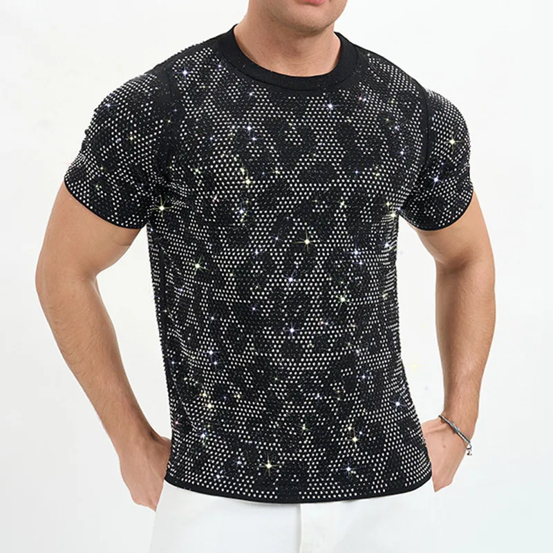 Men's Glitter Rhinestones Leopard Top Tees Short Sleeve Slim Shiny Nightclub Bar Singer Concert Rave Stage Performance Costume
Men's Glitter Rhinestones Leopard Top Tees Short Sleeve Slim Shiny Nightclub Bar Singer Concert Rave Stage Performance Costume