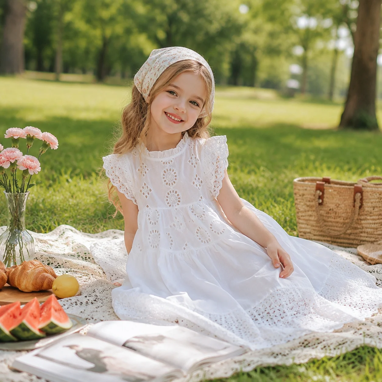 Summer Girls Princess Dress Heavy Lace Hollow Flying Sleeve Stand Collar Loose Fit 100% Cotton Cute for Casual Wear Beach Dress
Summer Girls Princess Dress Heavy Lace Hollow Flying Sleeve Stand Collar Loose Fit 100% Cotton Cute for Casual Wear Beach Dress