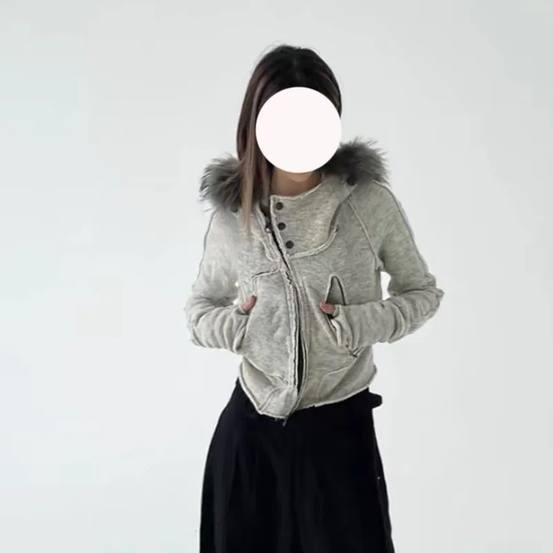 Autumn and Winter New Style with Fur Hooded Cardigan Hoodie Short Slimming Long Sleeves Casual Coat Solid Color Cardigan Top Y2K
Autumn and Winter New Style with Fur Hooded Cardigan Hoodie Short Slimming Long Sleeves Casual Coat Solid Color Cardigan Top Y2K