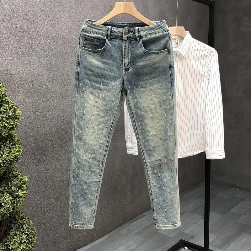 Harajuku Fashion Boyfriend 2024 New Men's Denim Ripped Slim Jeans Spring Autumn Casual Pencil Pants Slim Blue Jeans for Men
Harajuku Fashion Boyfriend 2024 New Men's Denim Ripped Slim Jeans Spring Autumn Casual Pencil Pants Slim Blue Jeans for Men