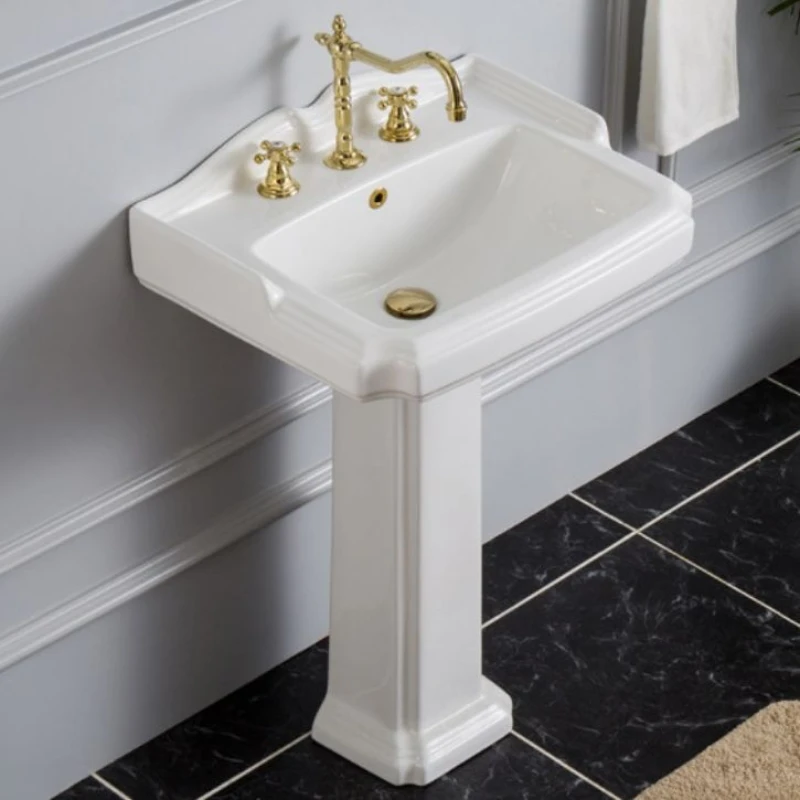 European and American ceramic split column basin project wash basin British court floor retro column basin three holes
European and American ceramic split column basin project wash basin British court floor retro column basin three holes