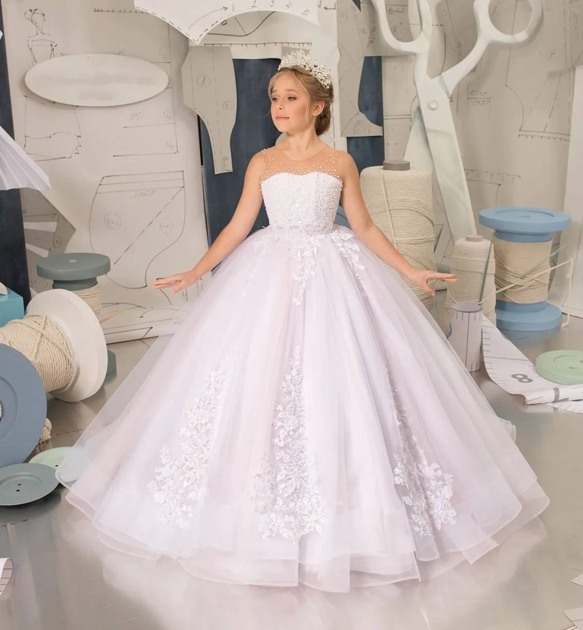 Flower Girl Dress Floral Lace Applique Children Wedding Party Gowns New Kids Clothes Princess First Communion Dress
Flower Girl Dress Floral Lace Applique Children Wedding Party Gowns New Kids Clothes Princess First Communion Dress