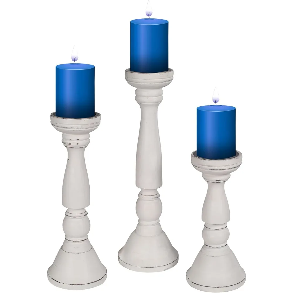 Tall Candle Holders Set of 3 – White Antique Wood Pillar Holders (16", 14", 12")
Tall Candle Holders Set of 3 – White Antique Wood Pillar Holders (16", 14", 12")