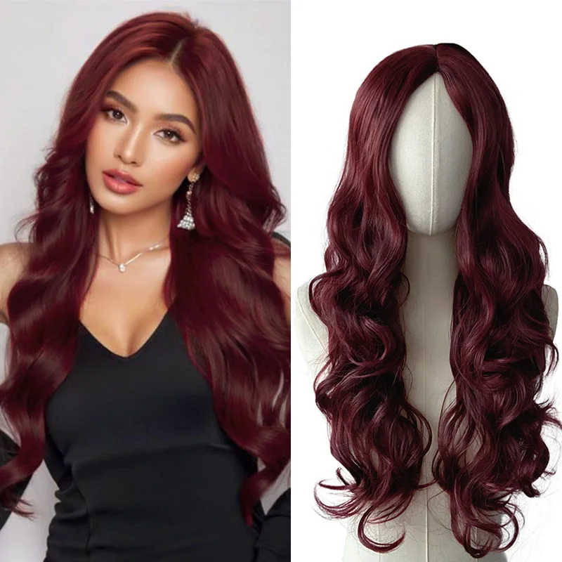 Wine Red Synthetic Wig Natural Realistic Large Wave Long Curly Hair Women Fashion Daily Party Use Heat-Resistant Full Head Cover
Wine Red Synthetic Wig Natural Realistic Large Wave Long Curly Hair Women Fashion Daily Party Use Heat-Resistant Full Head Cover