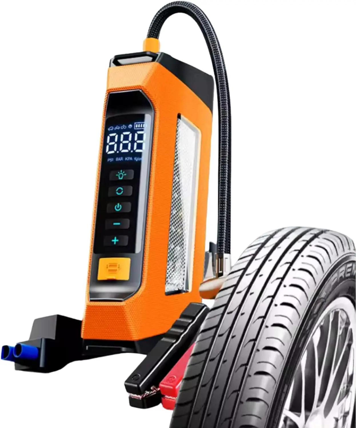 Car Jump Starter with Air Compressor 6000A, 800L LED, 180PSI, LCD Display, 12V Portable Jumper Box (Orange)
Car Jump Starter with Air Compressor 6000A, 800L LED, 180PSI, LCD Display, 12V Portable Jumper Box (Orange)