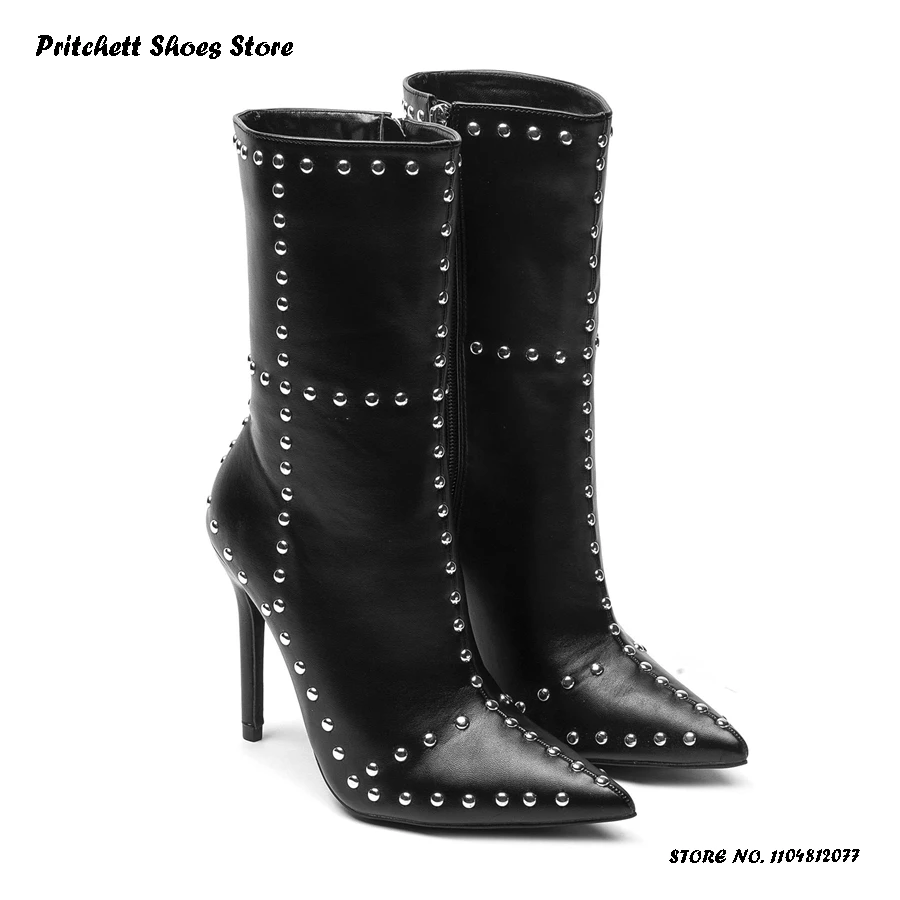 Women's Stud Leather Stiletto Ankle Boots Spring Autumn Side Zip Parry Office Booties Pointed Toe Thin Heels British Style Shoes
Women's Stud Leather Stiletto Ankle Boots Spring Autumn Side Zip Parry Office Booties Pointed Toe Thin Heels British Style Shoes