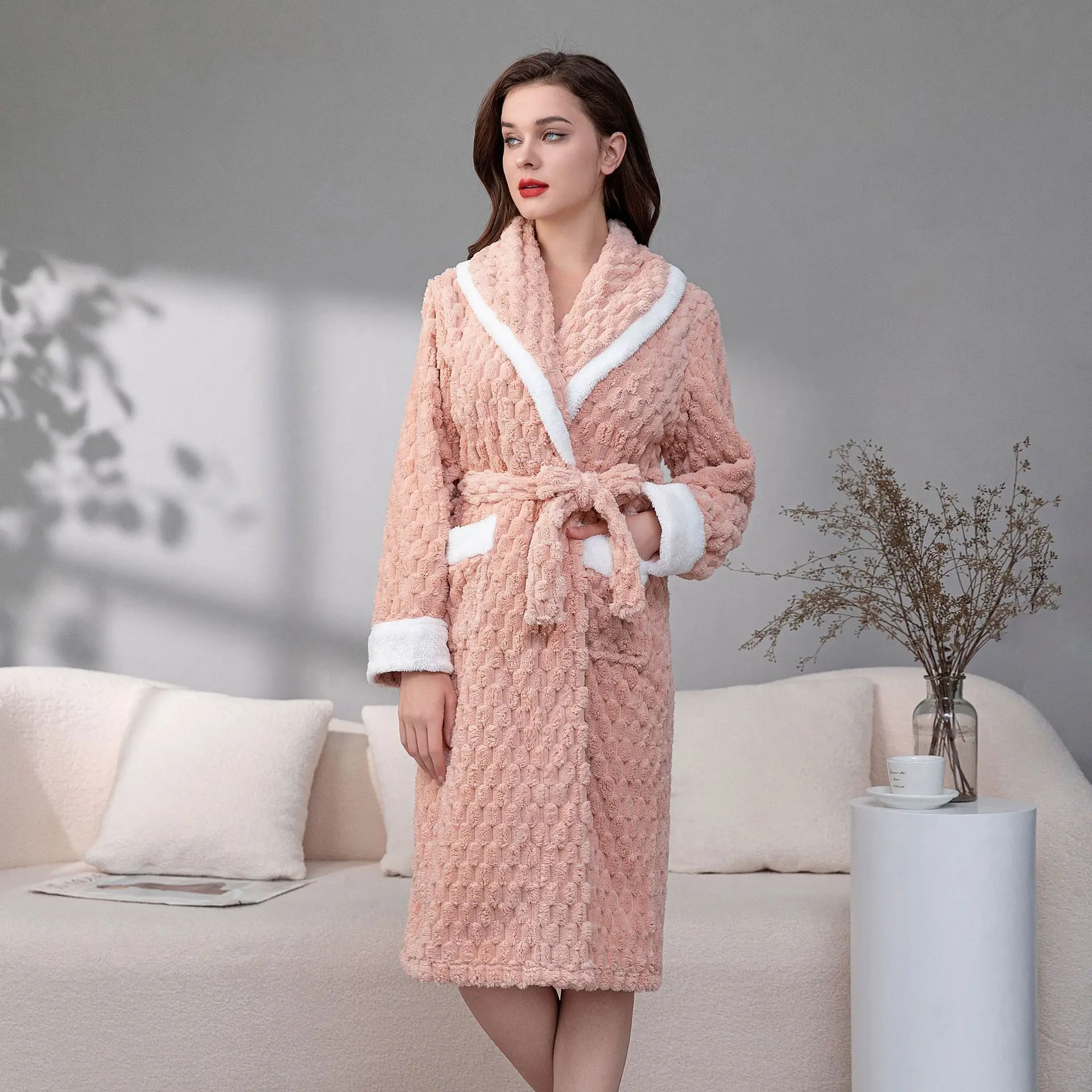 Women Flannel Winter Warm Bathrobe Winter Nightgown Lounge Sleepwear Home Lounge Clothes Comfortable Lapel Coral velvet Robes
Women Flannel Winter Warm Bathrobe Winter Nightgown Lounge Sleepwear Home Lounge Clothes Comfortable Lapel Coral velvet Robes