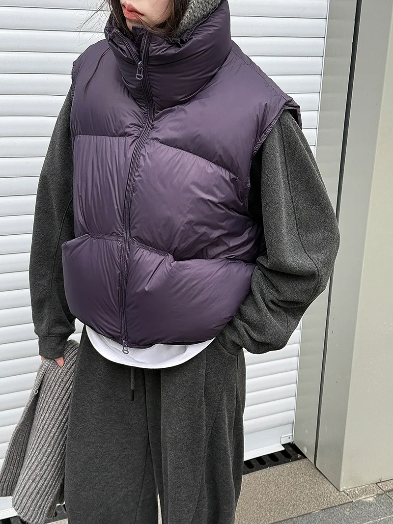 Куртка на белом утином пуху с воротником-стойкой, женский осенне-зимний пуховик без рукавов, толстый жилет
Куртка на белом утином пуху с воротником-стойкой, женский осенне-зимний пуховик без рукавов, толстый жилет