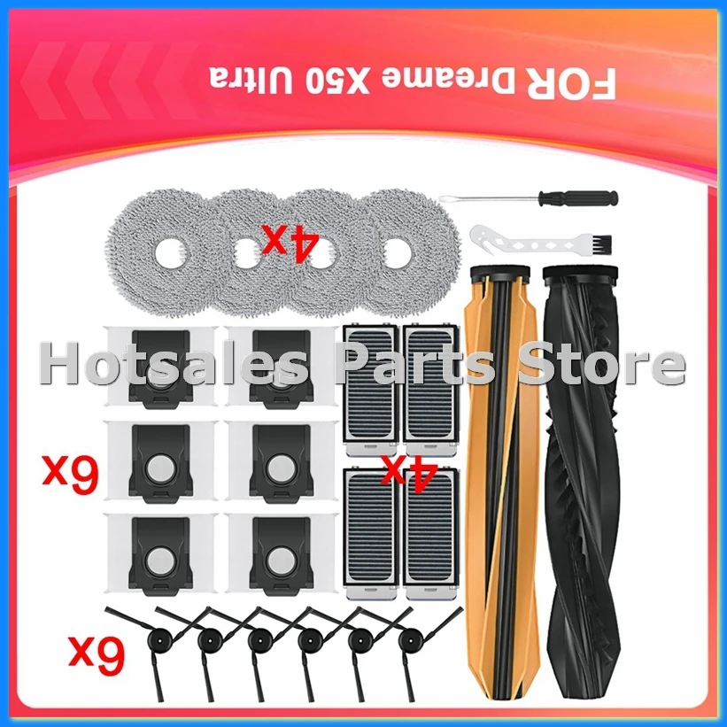 Accessory for X50 Ultra Complete Robot Vacuum Cleaner, Main Brush,Filters, Mop Pads, Side Brushes, Dust Bags-ABYS
Accessory for X50 Ultra Complete Robot Vacuum Cleaner, Main Brush,Filters, Mop Pads, Side Brushes, Dust Bags-ABYS
