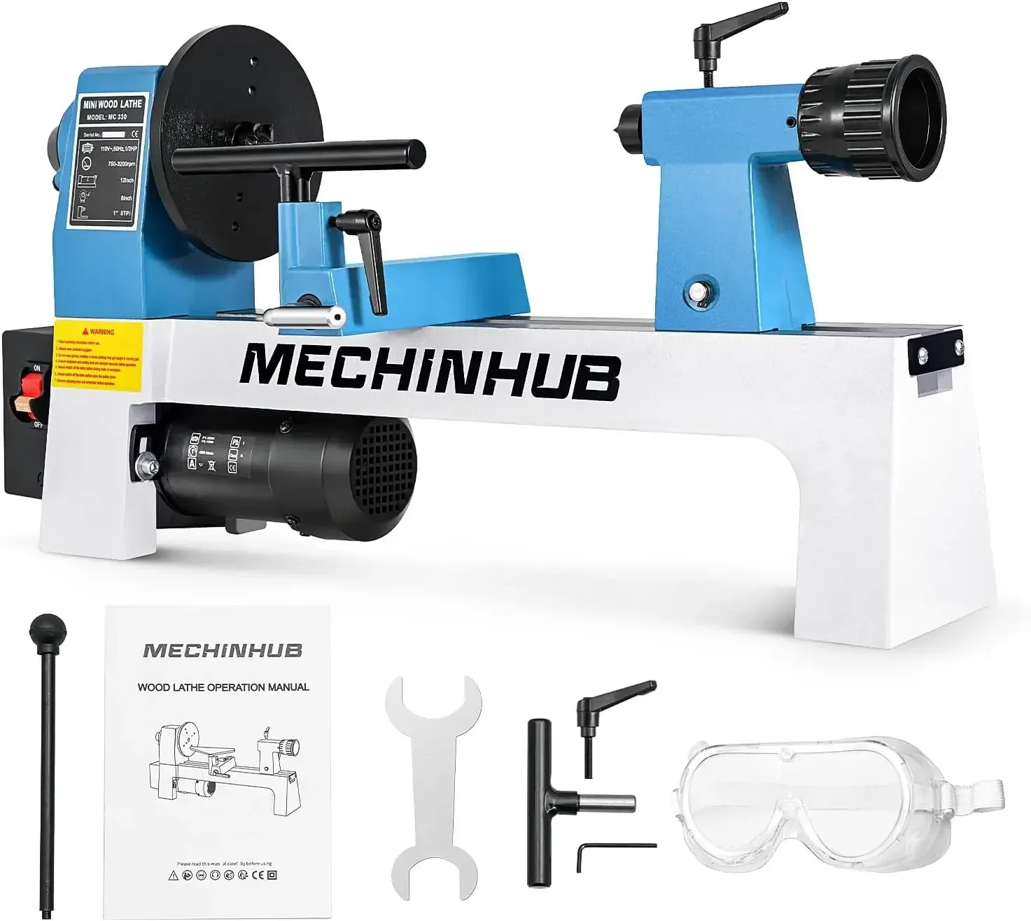 Mini Benchtop Wood Lathe, 8" x 12" Small Wood Lathe Machine 1/3 HP Infinitely Variable Speed 750-3200 RPM with Wood Turning Lath
Mini Benchtop Wood Lathe, 8" x 12" Small Wood Lathe Machine 1/3 HP Infinitely Variable Speed 750-3200 RPM with Wood Turning Lath