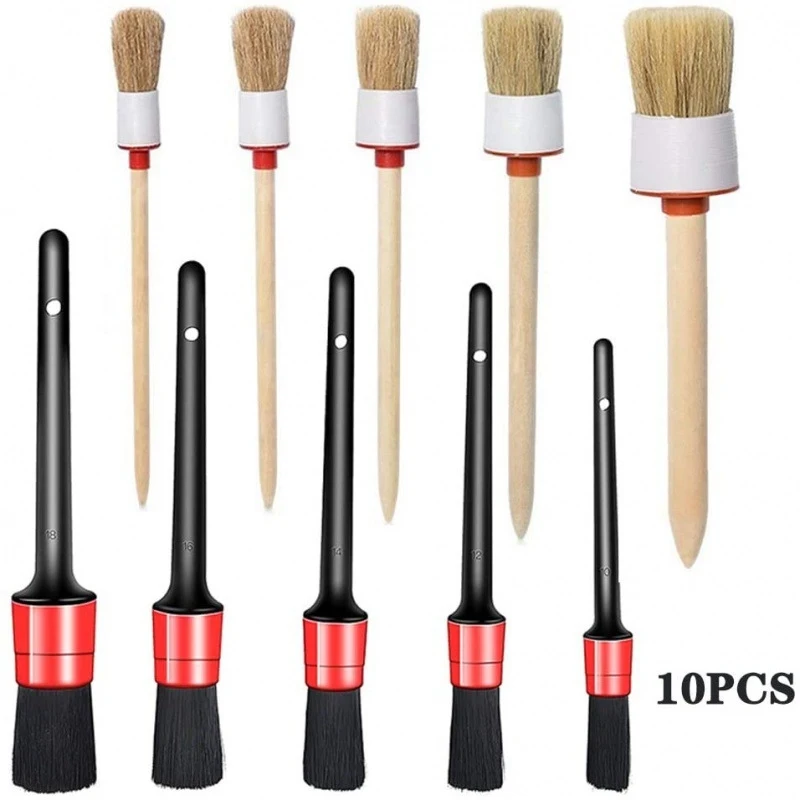 10 Pieces Auto Detailing Cleaning Brush Kit Round Head PP Fiber Bristle Car Care Detail Brushes
10 Pieces Auto Detailing Cleaning Brush Kit Round Head PP Fiber Bristle Car Care Detail Brushes