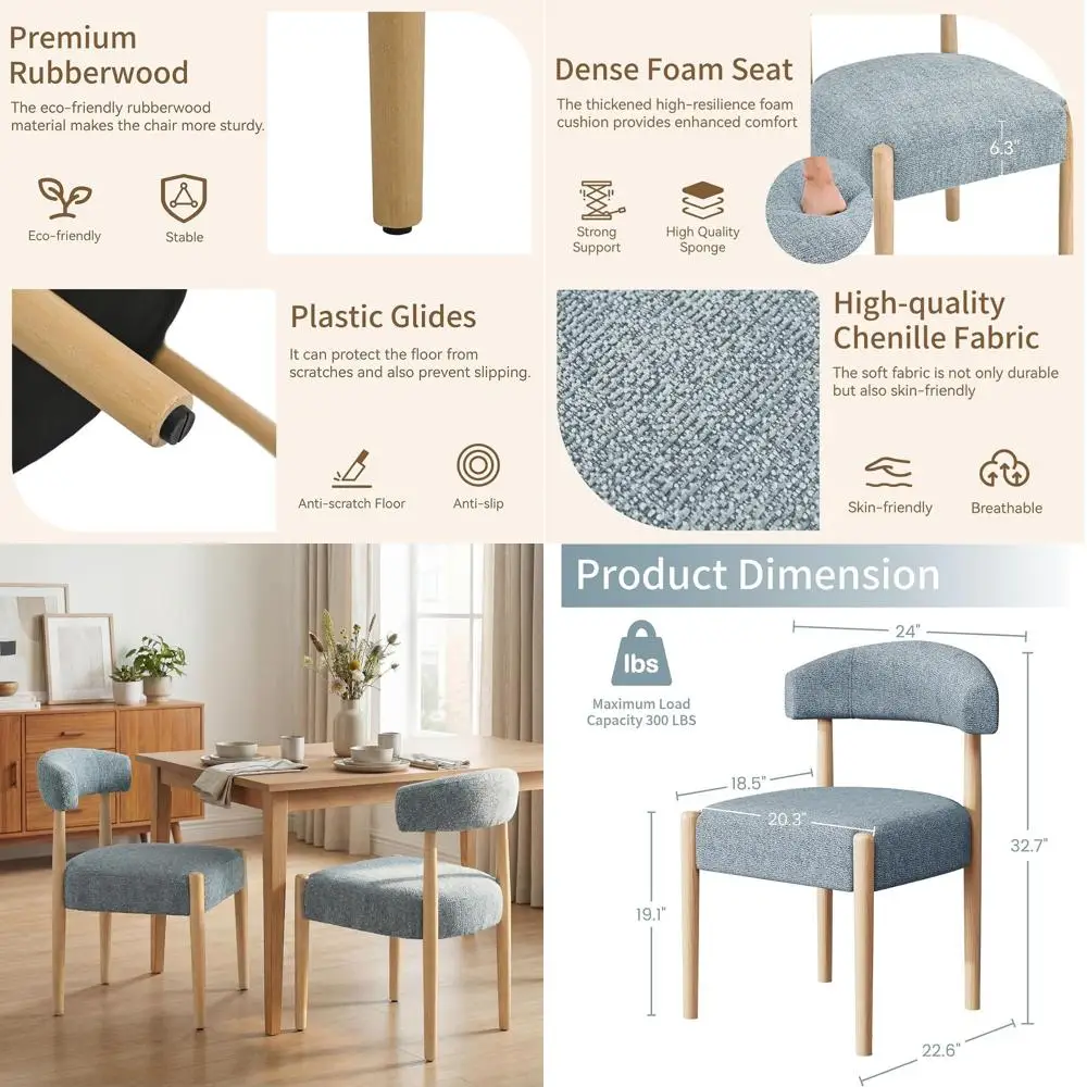 Wooden Dining Chairs Set o 4, ern Upholstered Dining Room Chairs with Rubberwood Legs and Curved Backrest, abric Kitchen Chairs
Wooden Dining Chairs Set o 4, ern Upholstered Dining Room Chairs with Rubberwood Legs and Curved Backrest, abric Kitchen Chairs