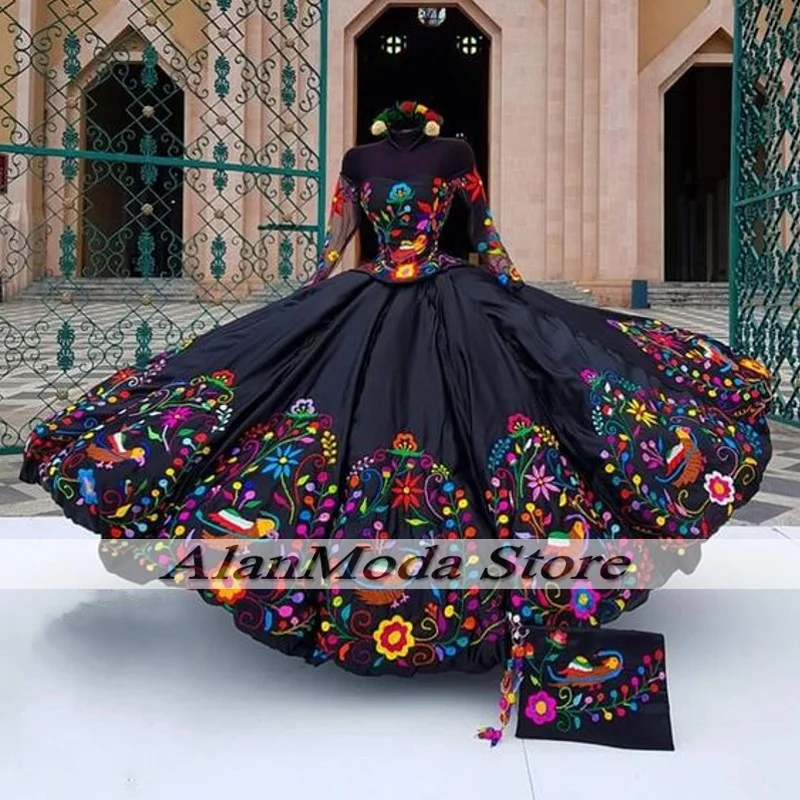 Charro Embroidered Quinceanera Dresses Long Sleeves Off Shoulder Flowers Lace-up Prom Gowns Vestidos 15 Anos Customized
Charro Embroidered Quinceanera Dresses Long Sleeves Off Shoulder Flowers Lace-up Prom Gowns Vestidos 15 Anos Customized