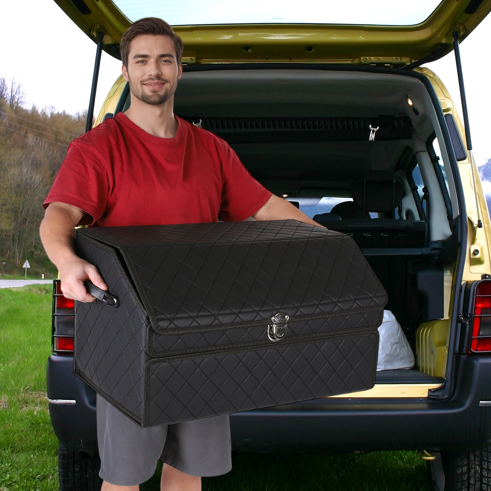 Double-Layer Car Trunk Organizer with Magnetic Lock Storage Organizers with Lid Car Caddy Organizer for SUV Van Truck Sedan Jeep
Double-Layer Car Trunk Organizer with Magnetic Lock Storage Organizers with Lid Car Caddy Organizer for SUV Van Truck Sedan Jeep